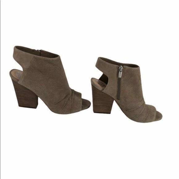 Vince Camuto VC Kentvi Leather Perforated Peep Toe Slingback Heel Tan Sz 11 - Picture 7 of 10